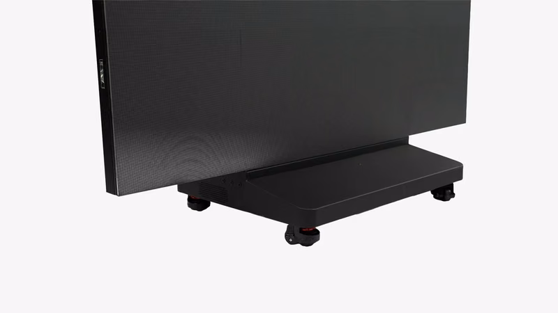 Sockel des adVideo Poster Trifold mit Rollen