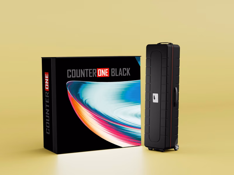 Counter One BLACK mit schwarzem Profil und ABS-Transportkoffer